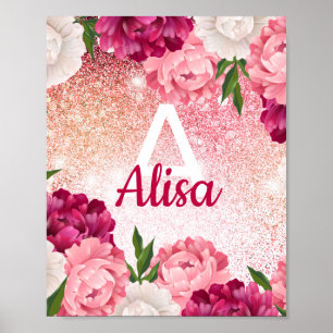 Poster Design monogramme de Parties scintillant florale
