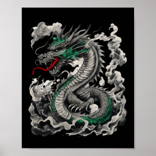 Poster Design Mythologique Dragon Tattoo Avec Noir