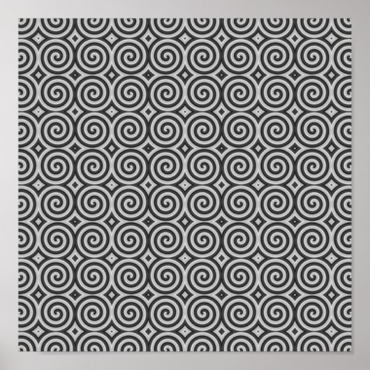 Poster Design noir et blanc. Motif de Spirals. (Devant)