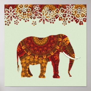 Poster Design orné d'éléphants indiens décorés
