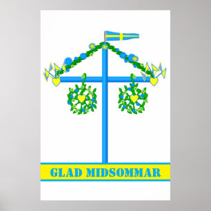 Poster design scandinave, Personnalisé Glad midsommar