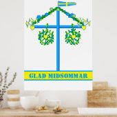 Poster design scandinave, Personnalisé Glad midsommar (Cuisine)
