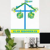 Poster design scandinave, Personnalisé Glad midsommar (Bureau à domicile)