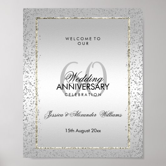 Poster Design Silver Confetti 60e Mariage Diamond (Devant)