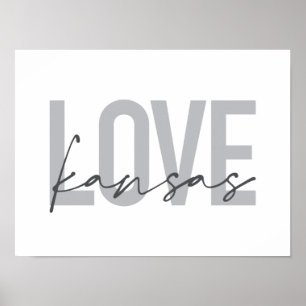Poster Design simple, moderne, urbain, cool Love Kansas