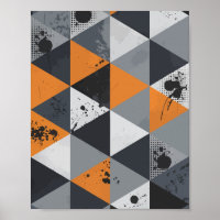 Design triangulaire en orange, noir et gris
