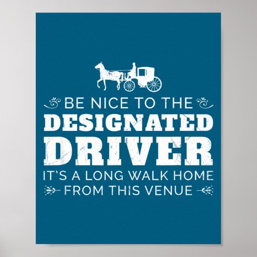 Poster Designated Driver Horse Carriage Funny Men Women Q (Devant)