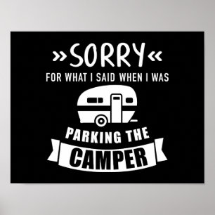 Poster Désolé dit camping camping camping caravan remorqu