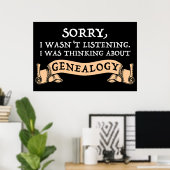 Poster Désolé, je n'écoutais pas penser à la généalogie (Bureau à domicile)
