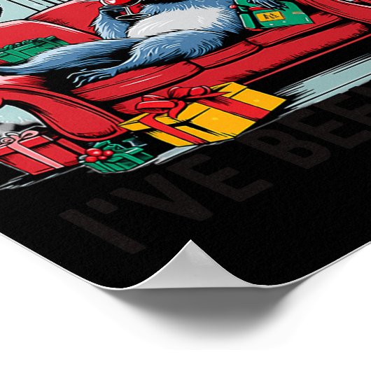 Poster Désolé Père Noël J'ai été Feral Funny Raccoon Xmas (Coin)