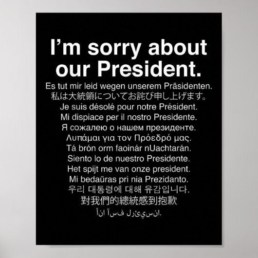 Poster Désolé Pour Notre Président Funny Anti Trump (Devant)
