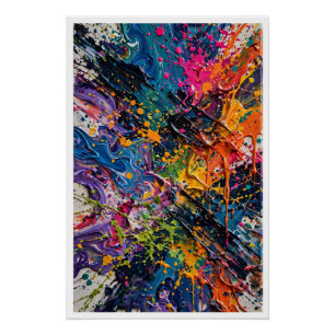 Poster Désordre de giclures de couleur Art abstrait