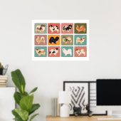 Poster d'espagnol tibétain (12 Tibbies différents  (Bureau à domicile)