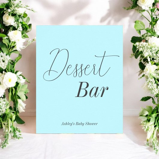 Poster Dessert Bar Baby shower bleu noir