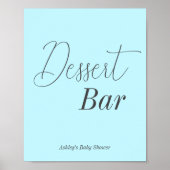 Poster Dessert Bar Baby shower bleu noir (Devant)