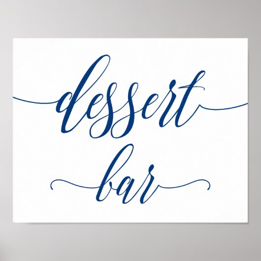 Poster Dessert Bar Mariage Connexion Navy Blue Calligraph (Devant)