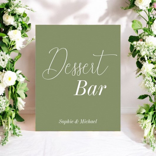 Poster Dessert Bar Sage Green Baby shower Mariage