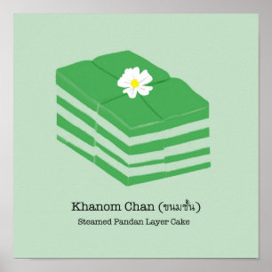 Poster Dessert Thaï/Snack Khanom Chan - Pastel Green