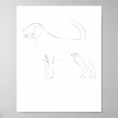 Poster Dessin 1 ligne pour chien debout 1 (Devant)