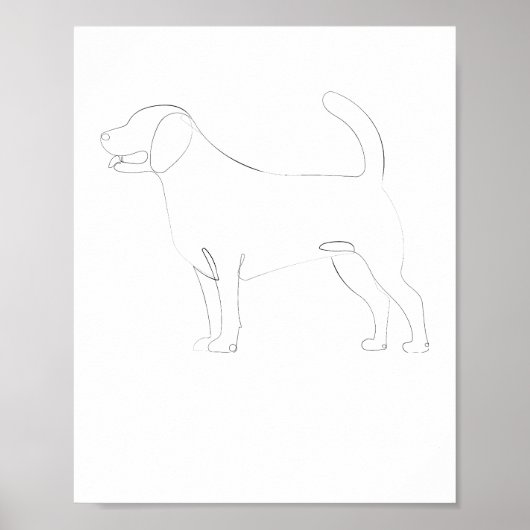 Poster Dessin 1 ligne pour chien debout 1 (Devant)