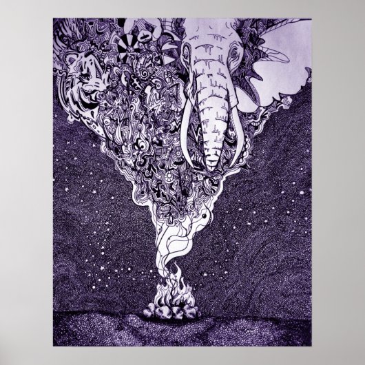 Poster dessin à encre noir et blanc (Devant)