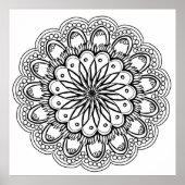 Poster Dessin à main de mandala de fleurs (Devant)