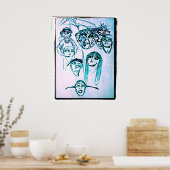 Poster dessin à plusieurs visages (Cuisine)