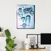 Poster dessin à plusieurs visages (Bureau à domicile)