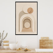 Poster Dessin Abstrait Scandinave Beige Neutre (Cuisine)