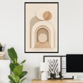 Poster Dessin Abstrait Scandinave Beige Neutre (Bureau à domicile)
