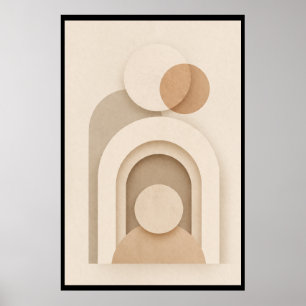 Poster Dessin Abstrait Scandinave Beige Neutre