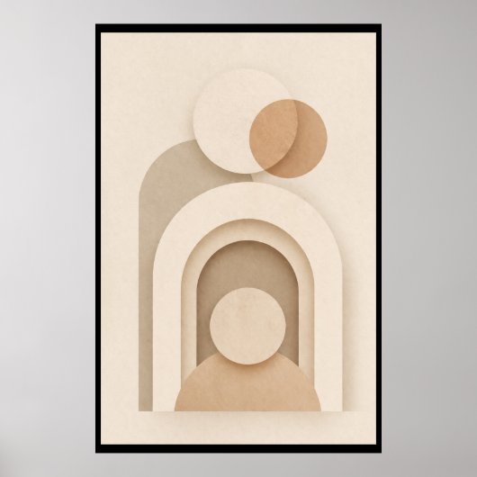 Poster Dessin Abstrait Scandinave Beige Neutre (Devant)