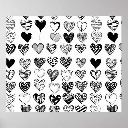 Poster Dessin adorable de Black Heart Scribble (Devant)