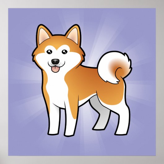 Poster Dessin Akita Inu / Shiba Inu (Devant)