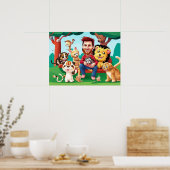 Poster Dessin amusant image Messi animaux mignons (Cuisine)