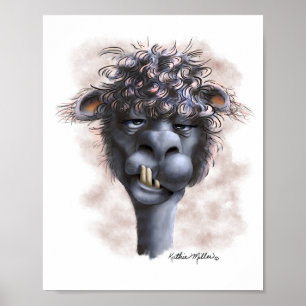 Poster Dessin animé d'alpaca dément