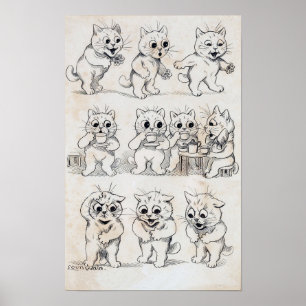 Poster Dessin animé de chat, Louis Wain