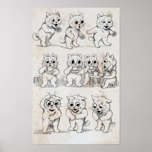 Poster Dessin animé de chat, Louis Wain (Devant)