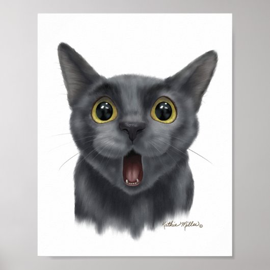 Poster Dessin animé de chat noir drôle (Devant)