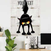 Poster Dessin animé de chat noir drôle et féroce (Bureau à domicile)