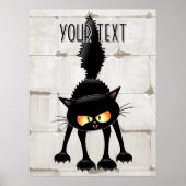 Poster Dessin animé de chat noir drôle et féroce (Devant)