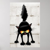 Poster Dessin animé de chat noir drôle et féroce  (Devant)