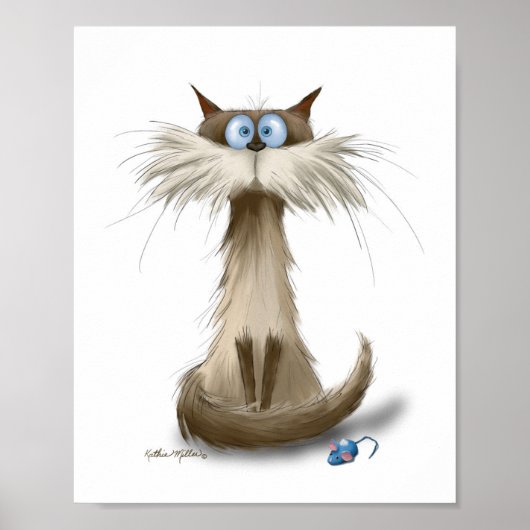 Poster Dessin animé de chat siamois (Devant)