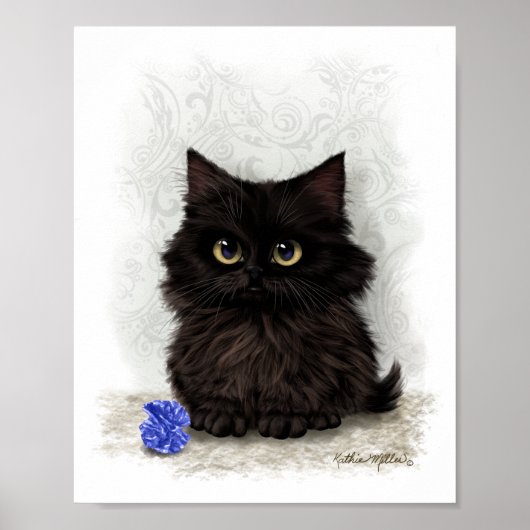 Poster Dessin animé de chaton noir (Devant)