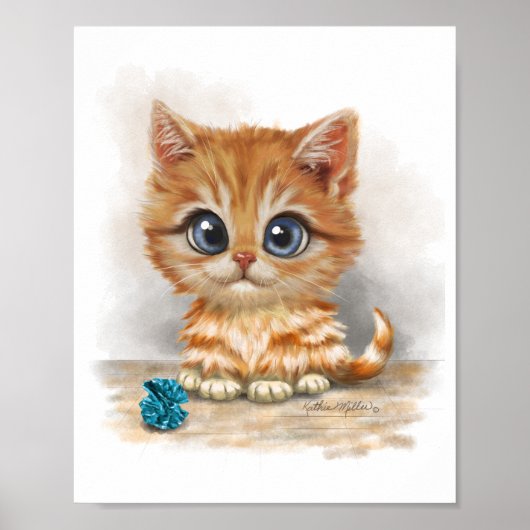 Poster Dessin animé de chaton orange (Devant)