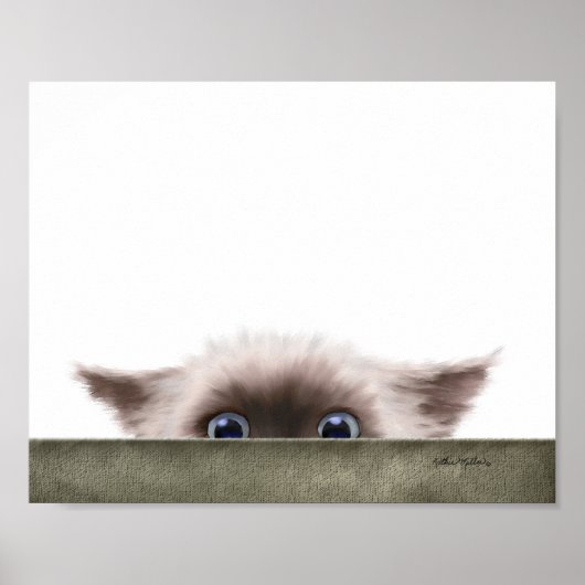 Poster Dessin animé de chaton siamois vous traquant (Devant)