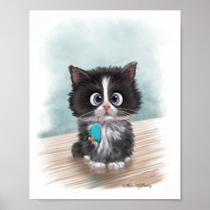 Poster Dessin animé de chaton smoking adorable