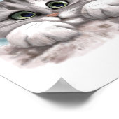 Poster Dessin animé de chaton tabby gris adorable (Coin)