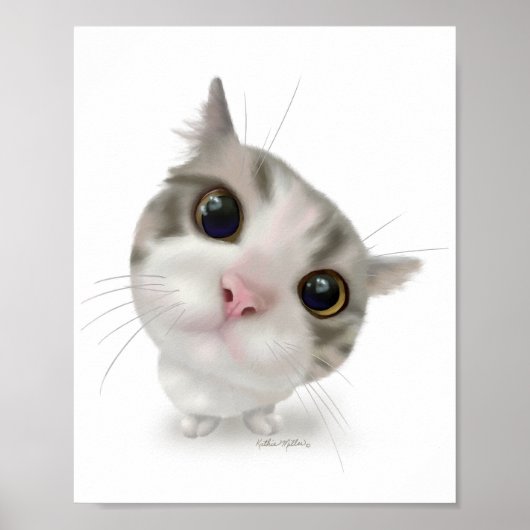 Poster Dessin animé de chaton tabby mignon (Devant)