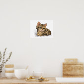 Poster Dessin animé de chaton tabby mignon (Cuisine)